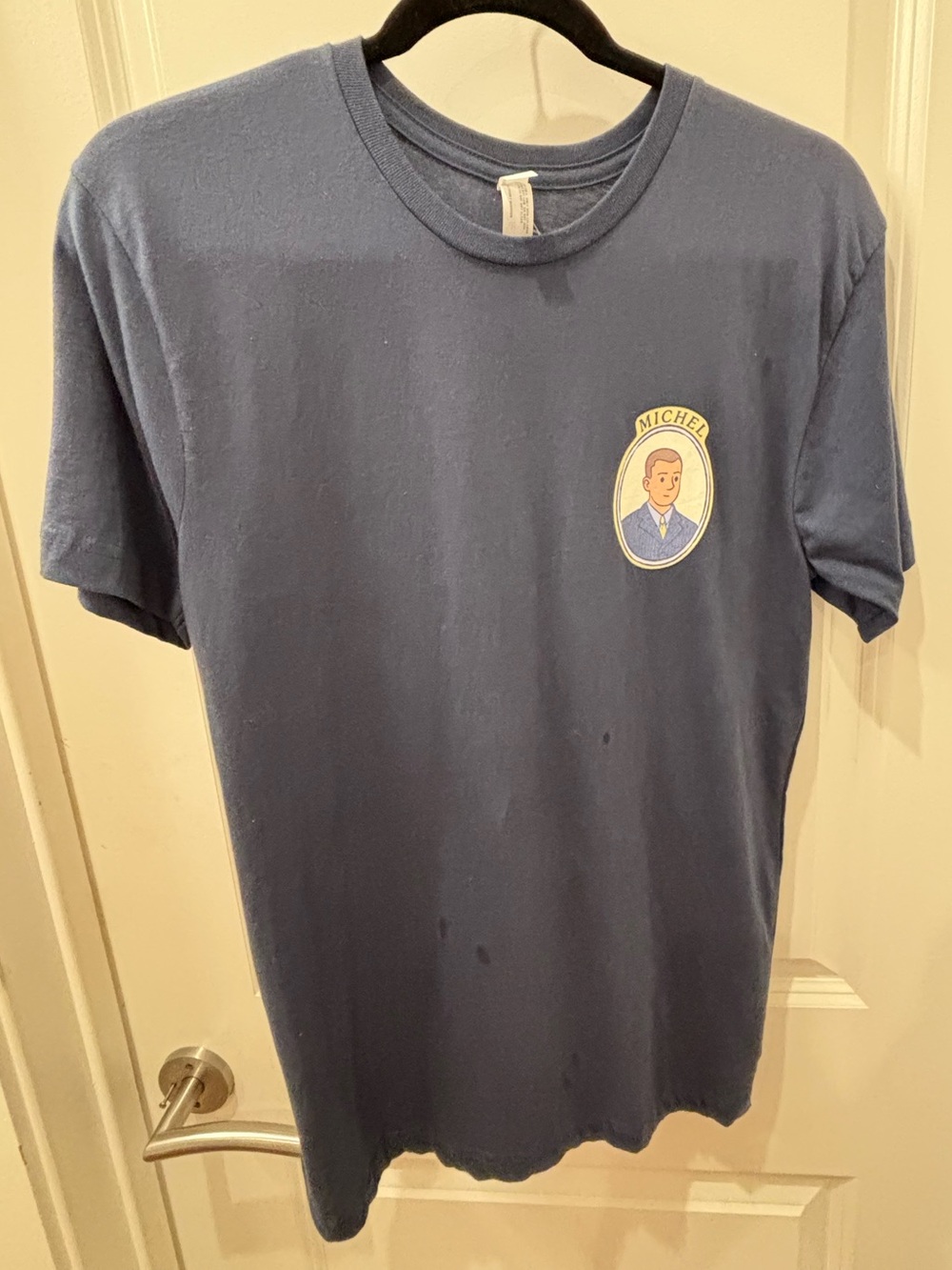 NWT WB Gilmore Girls navy Graphic Crewneck T‑Shirt with 'Michel' Crest- S